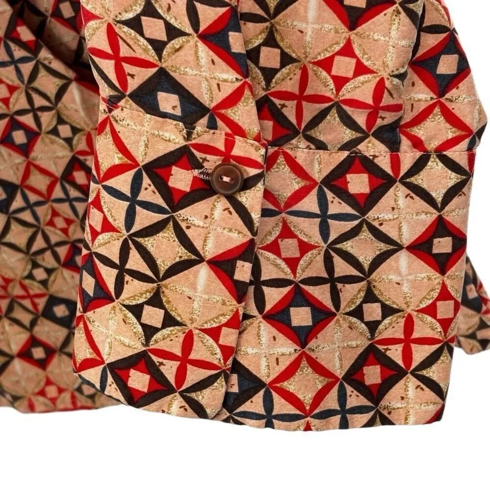 S.L.B. 100% Silk‎ Wrap Blouse Brown/Tan/Orange Size 10